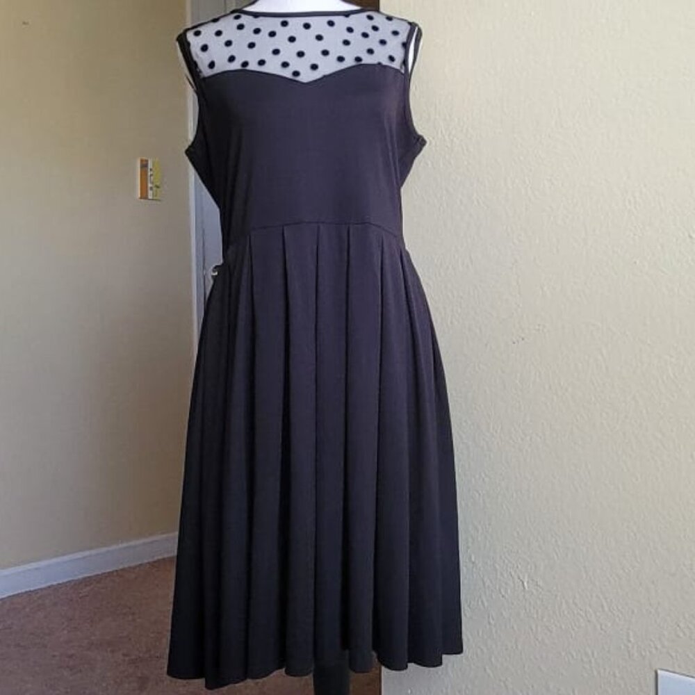 Vintage black polka dot midi dress